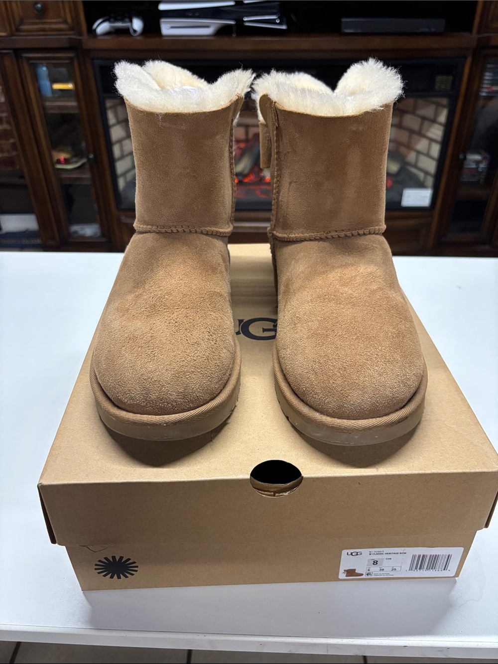 UGG Chestnut Short Suede Shearling Lined Ankle Booties